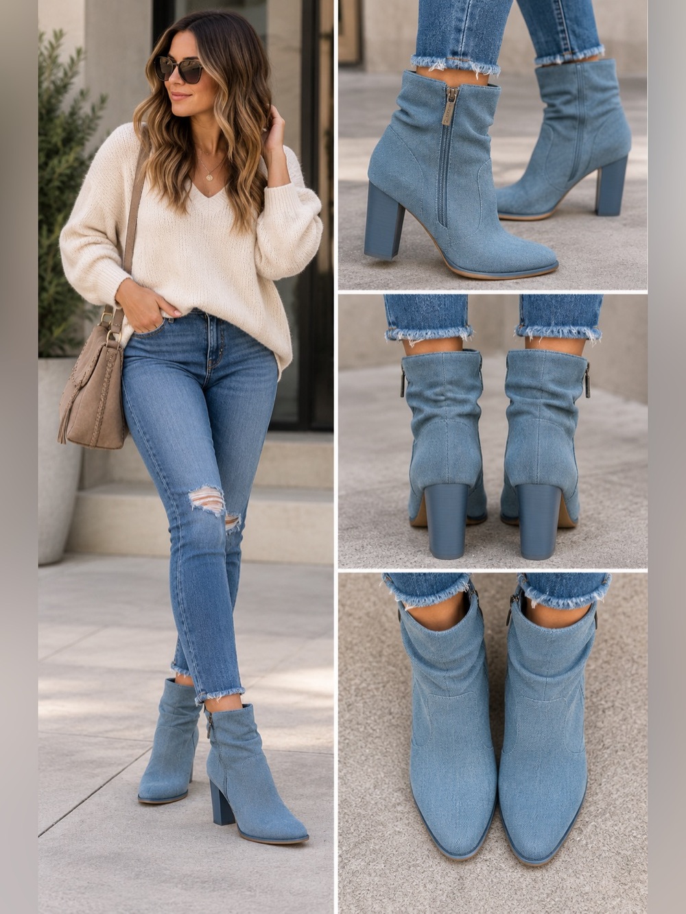 NWT Jessica Simpson Arrla Bootie medium denim blue size 8